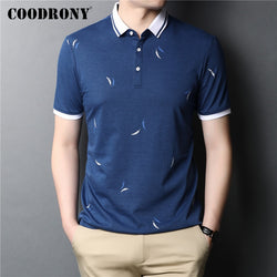COODRONY T Shirt Men Spring Summer Short Sleeve T-Shirt Fashion Pattern Business Casual Turn-down Collar Tee Shirt Homme C5028S