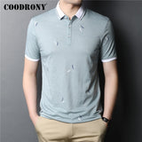 COODRONY T Shirt Men Spring Summer Short Sleeve T-Shirt Fashion Pattern Business Casual Turn-down Collar Tee Shirt Homme C5028S