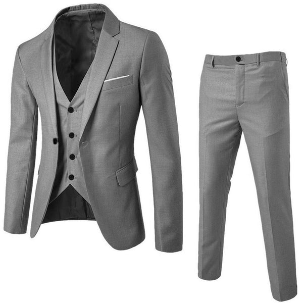 Men's Suit Slim 3-Piece Suit Blazer Business Wedding Party Jacket Vest & Pants