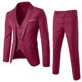 Men's Suit Slim 3-Piece Suit Blazer Business Wedding Party Jacket Vest & Pants